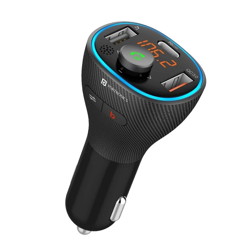 Portronics Auto 15 Bluetooth - FM Transmitter in-Car Radio Adapter for Hands-Free Calling - (Black) Portronics Auto 15 Bluetooth - FM Transmitter in-Car Radio Adapter for Hands-Free Calling - (Black)