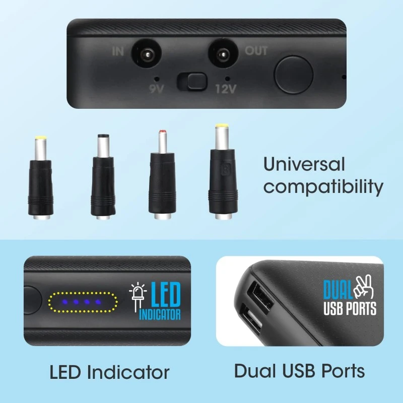 ZEBRONICS ZEB-M24Q27 Router UPS with 19200mAh, 48W max, Built-in protections, LED Indicator, DC 12V/9V/5V Input Output Support ZEBRONICS ZEB-M24Q27 Router UPS with 19200mAh, 48W max, Built-in protections, LED Indicator, DC 12V/9V/5V Input Output Support