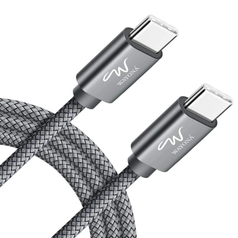 Wayona Type C to Type C 6FT/2M 65W Long Fast Charging Cable Compatible - (2M, Grey) Wayona Type C to Type C 6FT/2M 65W Long Fast Charging Cable Compatible - (2M, Grey)