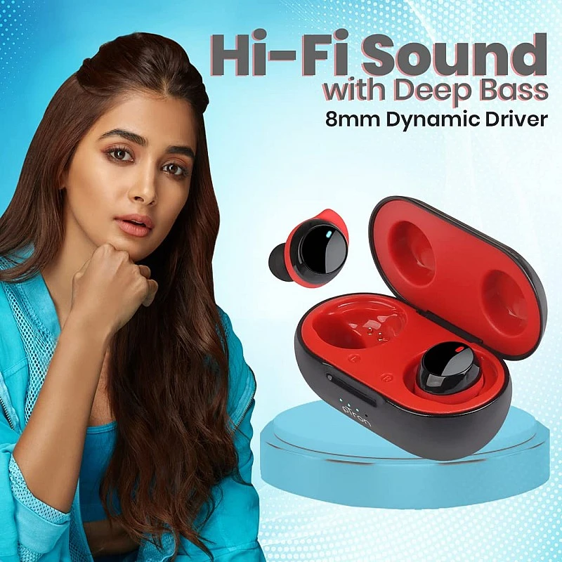 pTron Bassbuds Evo Bluetooth 5.0 Wireless Headphones, Deep Bass, Touch Control Wireless TWS Earbuds, with Voice Assistance (Black & Red) pTron Bassbuds Evo Bluetooth 5.0 Wireless Headphones, Deep Bass, Touch Control Wireless TWS Earbuds, with Voice Assistance (Black & Red)