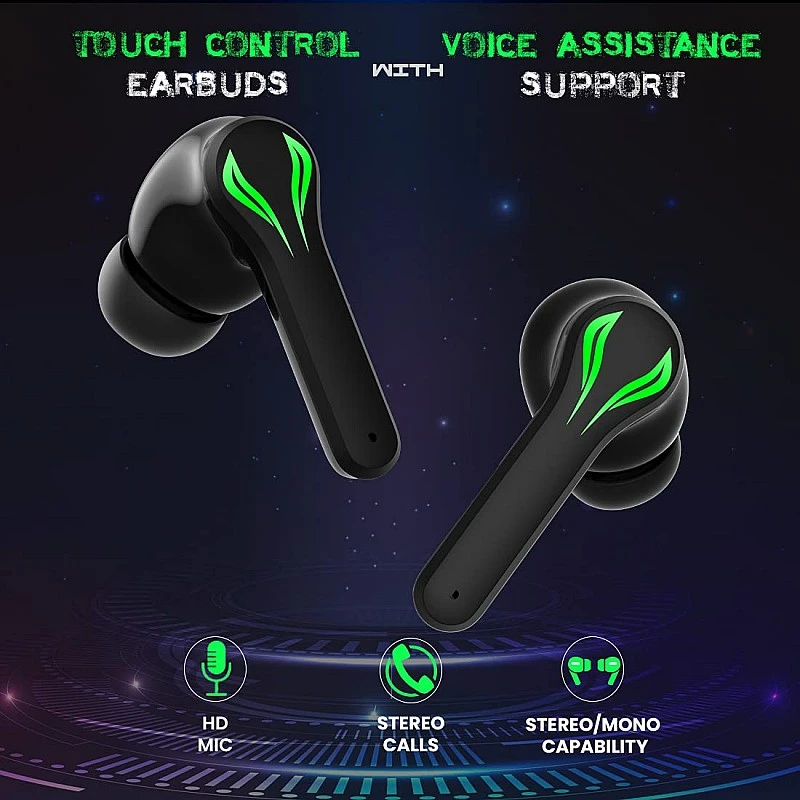 pTron Bassbuds Jade Gaming True Wireless Headphone with 40Hrs Total Playtime with Case (Black) pTron Bassbuds Jade Gaming True Wireless Headphone with 40Hrs Total Playtime with Case (Black)