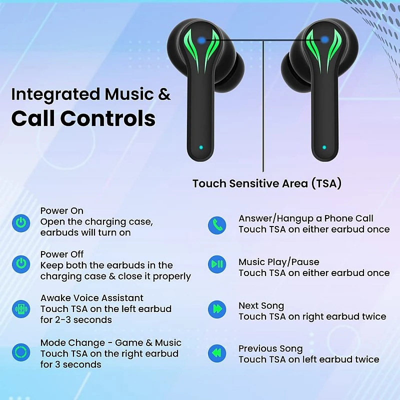 pTron Bassbuds Jade Gaming True Wireless Headphone with 40Hrs Total Playtime with Case (Black) pTron Bassbuds Jade Gaming True Wireless Headphone with 40Hrs Total Playtime with Case (Black)