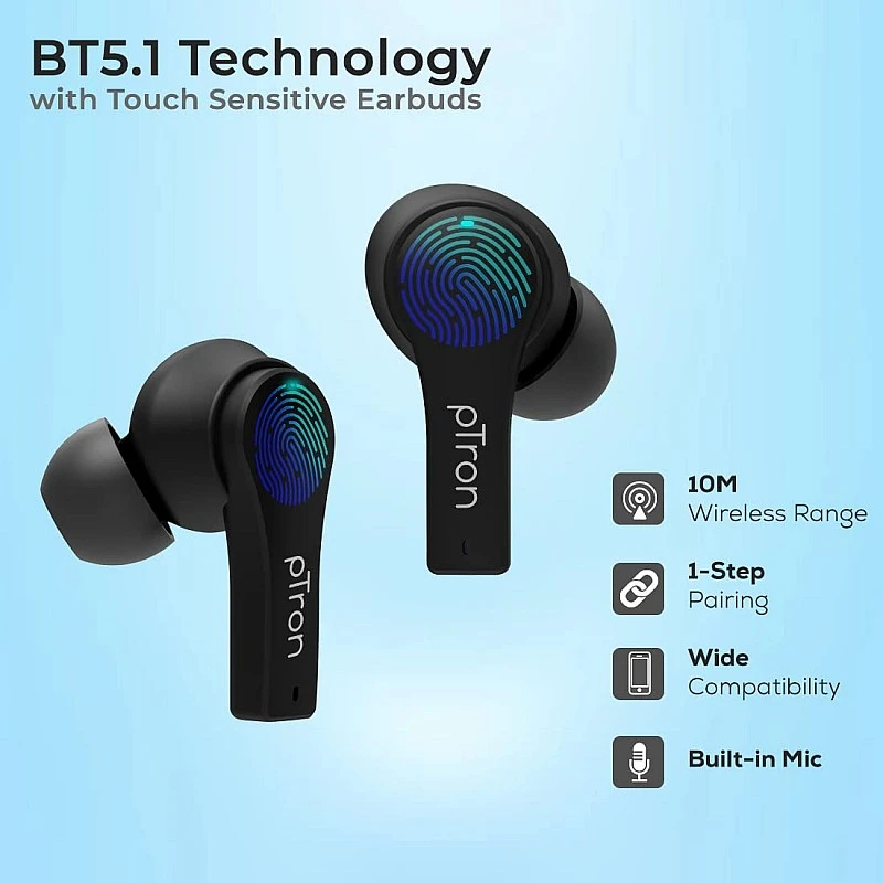 pTron Bassbuds Tango ENC Dedicated Movie Mode, 40Hrs Total Playtime, Bluetooth 5.1 Wireless Headphones (Black) pTron Bassbuds Tango ENC Dedicated Movie Mode, 40Hrs Total Playtime, Bluetooth 5.1 Wireless Headphones (Black)