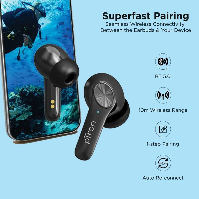 pTron Bassbuds Ultima V2 (ANC) Active Noise Cancellation Bluetooth 5.0 Wireless Headphone pTron Bassbuds Ultima V2 (ANC) Active Noise Cancellation Bluetooth 5.0 Wireless Headphone