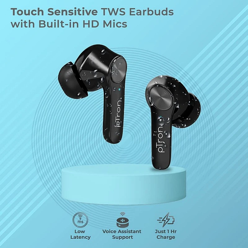 pTron Basspods P481 Pro Active Noise Cancellation (ANC) Wireless Earphones, TypeC Fast Charging & IPX4 Water-Resistant (Black) pTron Basspods P481 Pro Active Noise Cancellation (ANC) Wireless Earphones, TypeC Fast Charging & IPX4 Water-Resistant (Black)