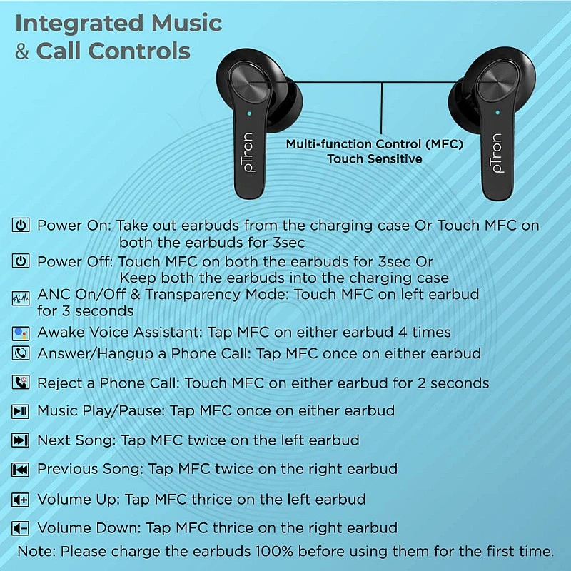pTron Basspods P481 Pro Active Noise Cancellation (ANC) Wireless Earphones, TypeC Fast Charging & IPX4 Water-Resistant (Black) pTron Basspods P481 Pro Active Noise Cancellation (ANC) Wireless Earphones, TypeC Fast Charging & IPX4 Water-Resistant (Black)