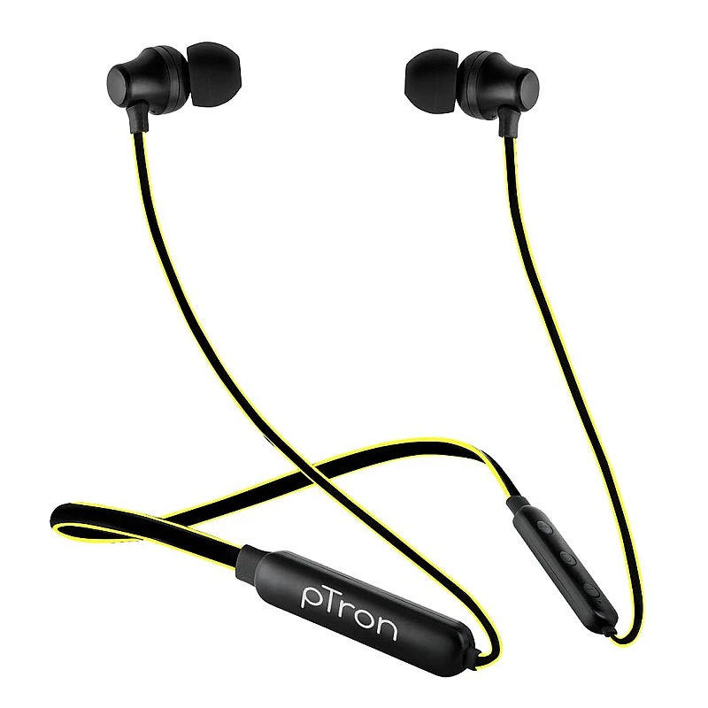 pTron Tangent Lite Bluetooth 5.0 Wireless Headphones with Hi-Fi Stereo Sound, 8Hrs Playtime, Lightweight Ergonomic Neckband- (Black & Yellow) pTron Tangent Lite Bluetooth 5.0 Wireless Headphones with Hi-Fi Stereo Sound, 8Hrs Playtime, Lightweight Ergonomic Neckband- (Black & Yellow)