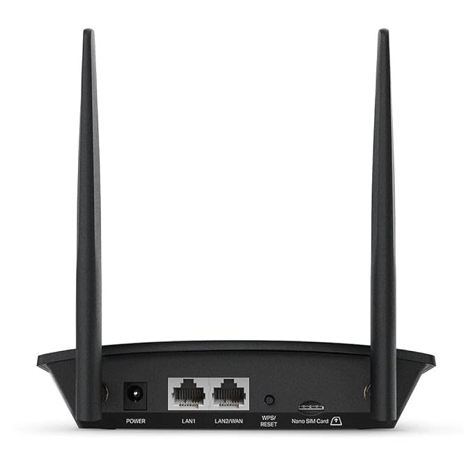 TP-Link TL-MR100 300Mbps 2.4GHz Wireless N 4G LTE, Wi-Fi N300, Plug and Play, Parental Controls, Guest Network, with Micro SIM Card Slot, WiFi Router, Black