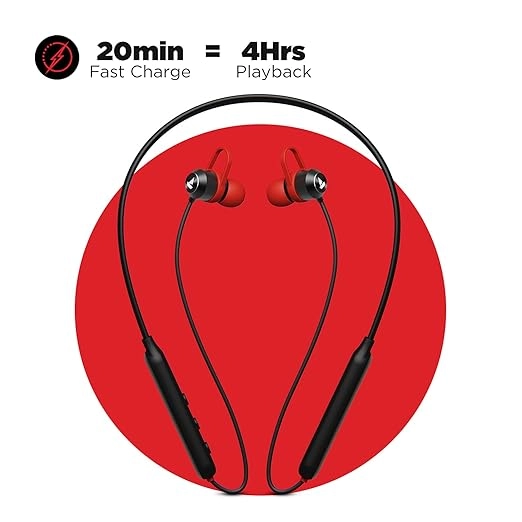 Boat Rockerz 240v2 Made in India in-Ear Bluetooth Earphones with 10 Hours Battery, ASAP Charge, Bluetooth v5.0, IPX5 Water Resistance, Dual Pairing, Type-c Interface and Voice Assistant(Active Black)