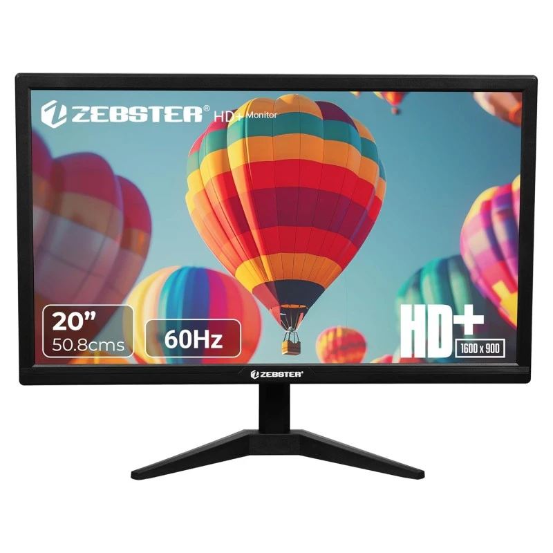 ZEBSTER GV120 20 Inch (50.8 cm) LED Monitor with Dual HDMI & VGA Input, HD+ 1600 x 900, 250nits Brightness, 16.7M Colors, 16:9 Aspect Ratio, Wall Mountable ZEBSTER GV120 20 Inch (50.8 cm) LED Monitor with Dual HDMI & VGA Input, HD+ 1600 x 900, 250nits Brightness, 16.7M Colors, 16:9 Aspect Ratio, Wall Mountable