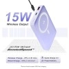 Ambrane 10000mAh Magnetic Wireless Power Bank for iPhone , 22.5W Wired + 15W Wireless Charging, Mobile Stand (Aerosync PB 10, Purple)