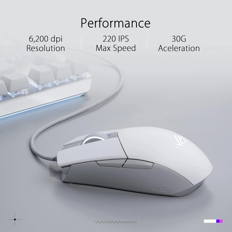 ASUS ROG Strix Impact II Moonlight White Wired Gaming Mouse 