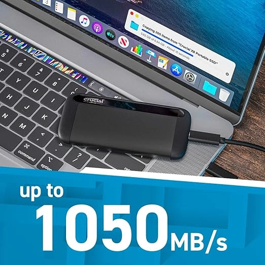 Crucial X8 1TB Portable SSD Up to 1050MB/s USB 3.2 External Solid State Drive, USB-C, USB-A CT1000X8SSD9 Crucial X8 1TB Portable SSD Up to 1050MB/s USB 3.2 External Solid State Drive, USB-C, USB-A CT1000X8SSD9