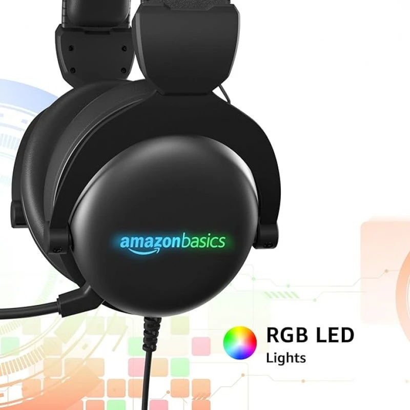 amazon basics Wired Over The Ear Gaming Headphones with Mic | RGB | 7.1 Channel Surround Audio | Remote Control (Black) amazon basics Wired Over The Ear Gaming Headphones with Mic | RGB | 7.1 Channel Surround Audio | Remote Control (Black)