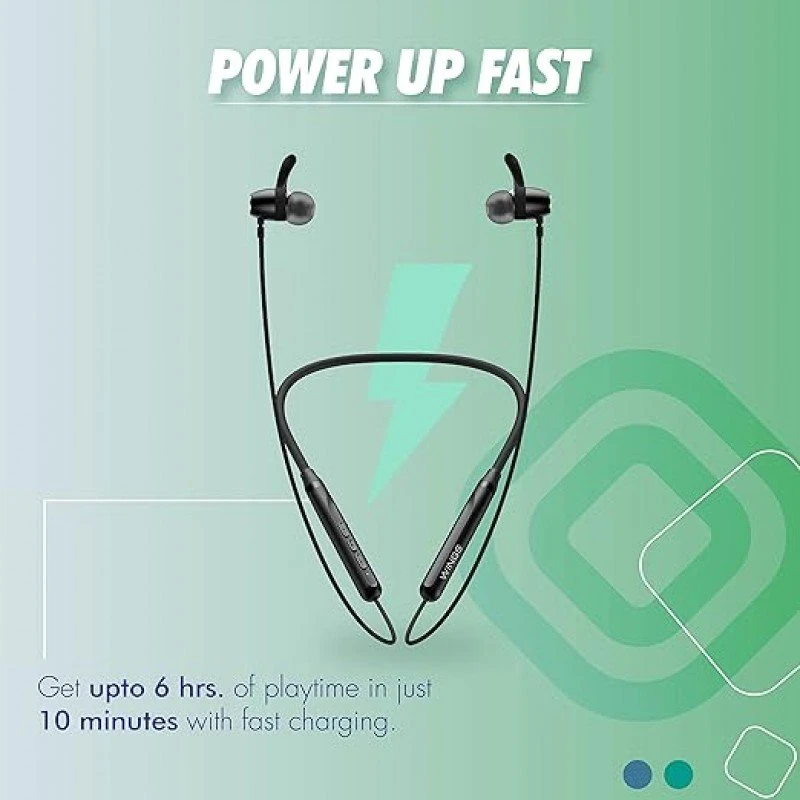 WINGS Sling 100 Neckband Environmental Noise Cancellation ( ENC ) Vibration Alert Bluetooth Headset (Black, In the Ear) WINGS Sling 100 Neckband Environmental Noise Cancellation ( ENC ) Vibration Alert Bluetooth Headset (Black, In the Ear)