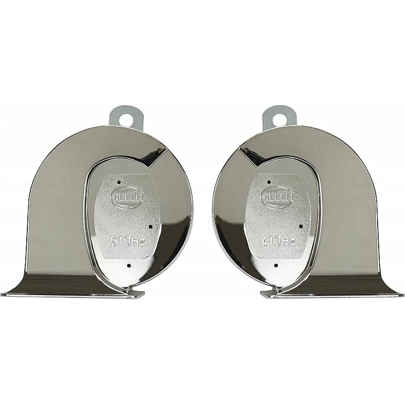 Hella 007728883 Chrome Trumpet Horn Set ( 12V,400/500 Hz,105 -118 dB @ 2m) for Passenger Car Hella 007728883 Chrome Trumpet Horn Set ( 12V,400/500 Hz,105 -118 dB @ 2m) for Passenger Car