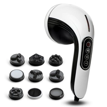 AGARO MARVEL Electric Handheld Full Body Massager with 8 Massage Heads, 5 Mode & 6 Speed Settings (White), Back, Leg & Foot.