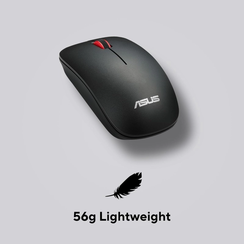 ASUS WT300 Wireless Ergonomic USB Mouse, Ambidextrous Design, Up to 1600 Dpi, Compact & Lighweight Mouse,2.4GHz Nano Dongle, Up to 15 Months of Battery Life - Black