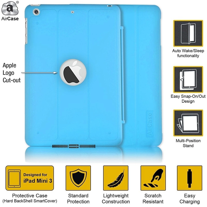 AirCase Polyurethane Smart Case with Foldable Stand for iPad Mini 3