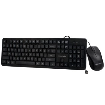 Amazon Basics Wired Keyboard and Optical Mouse Combo for Windows, USB 2.0 Interface, for Gaming PC, Computer, Laptop, Mac (Black)