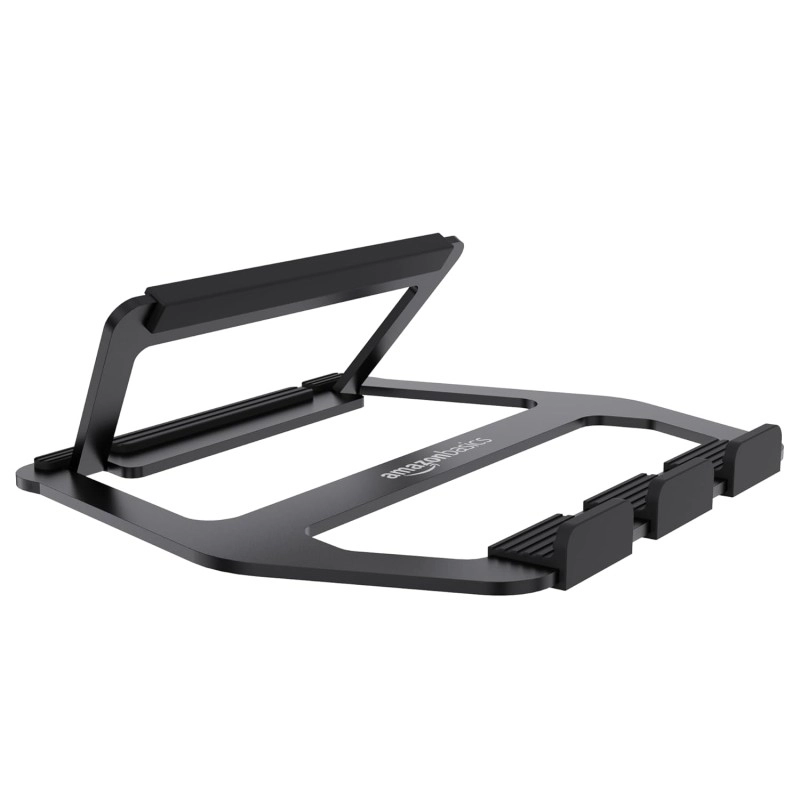 AmazonBasics Aluminum Foldable Tabletop Laptop Stand for Laptops up to 15 inches (Black)