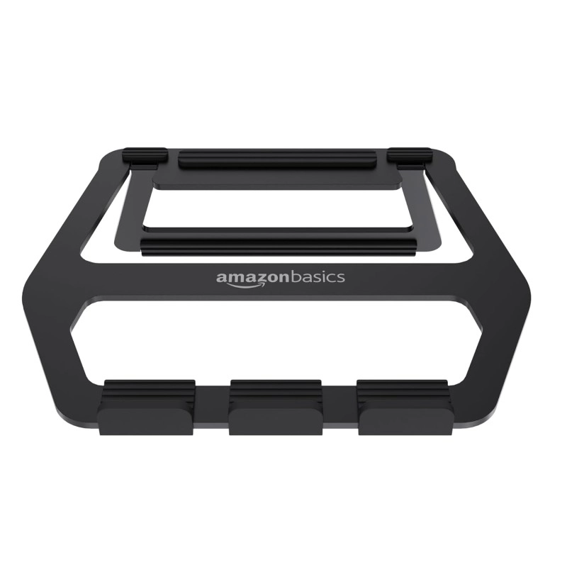 AmazonBasics Aluminum Foldable Tabletop Laptop Stand for Laptops up to 15 inches (Black)