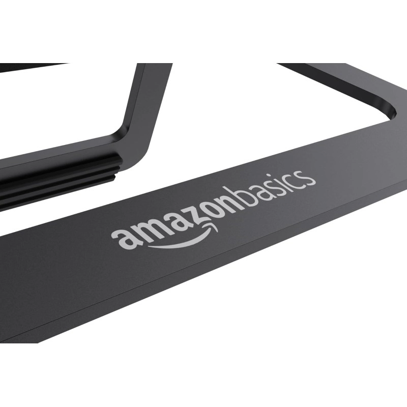 AmazonBasics Aluminum Foldable Tabletop Laptop Stand for Laptops up to 15 inches (Black)