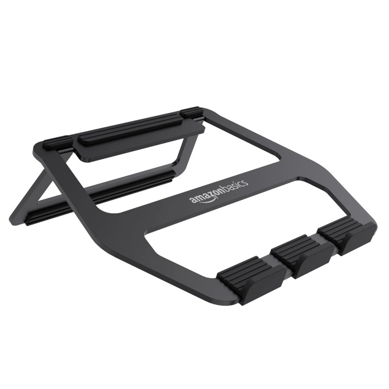 AmazonBasics Aluminum Foldable Tabletop Laptop Stand for Laptops up to 15 inches (Black)
