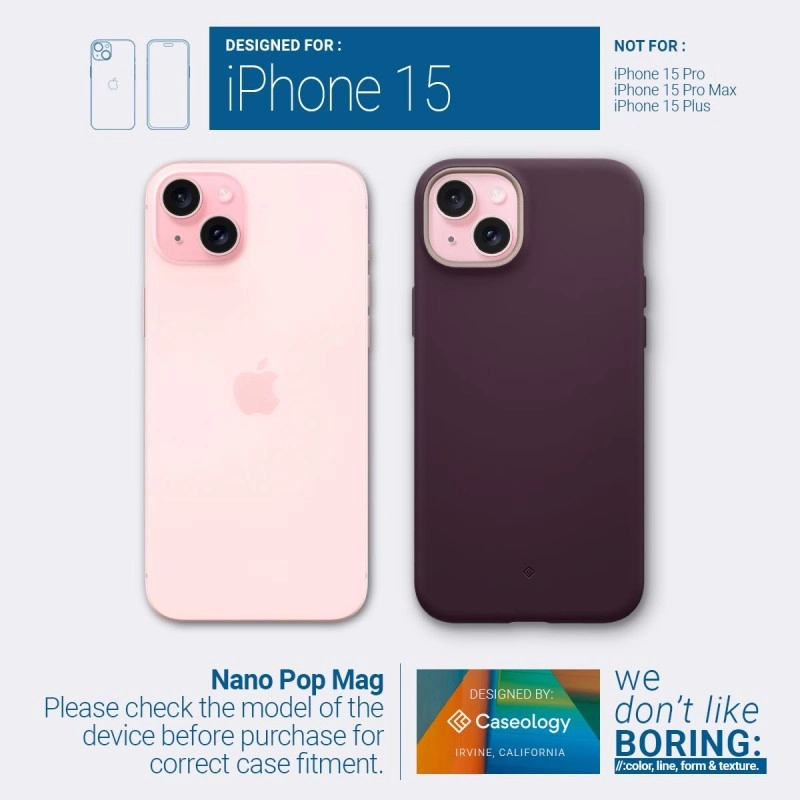CASEOLOGY by Spigen Nano Pop Mag Back Cover Case Compatible with iPhone 15 Case (TPU and Polycarbonate | Burgundy Bean)
