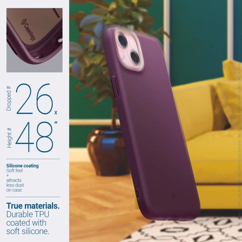 CASEOLOGY by Spigen Nano Pop Mag Back Cover Case Compatible with iPhone 15 Case (TPU and Polycarbonate | Burgundy Bean)