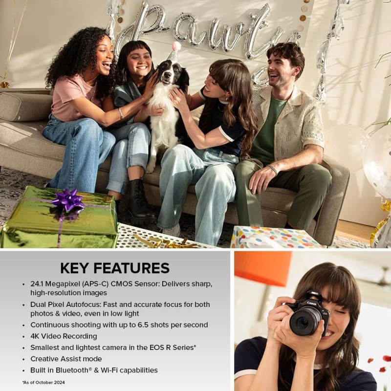 Canon EOS R100 Mirrorless Camera RF-S18-45mm F4.5-6.3 is STM & RF-S55-210mm F5-7.1 is STM Lens Kit, 24.1 Megapixel CMOS (APS-C) Sensor, 4K Video, RF Mount, Black