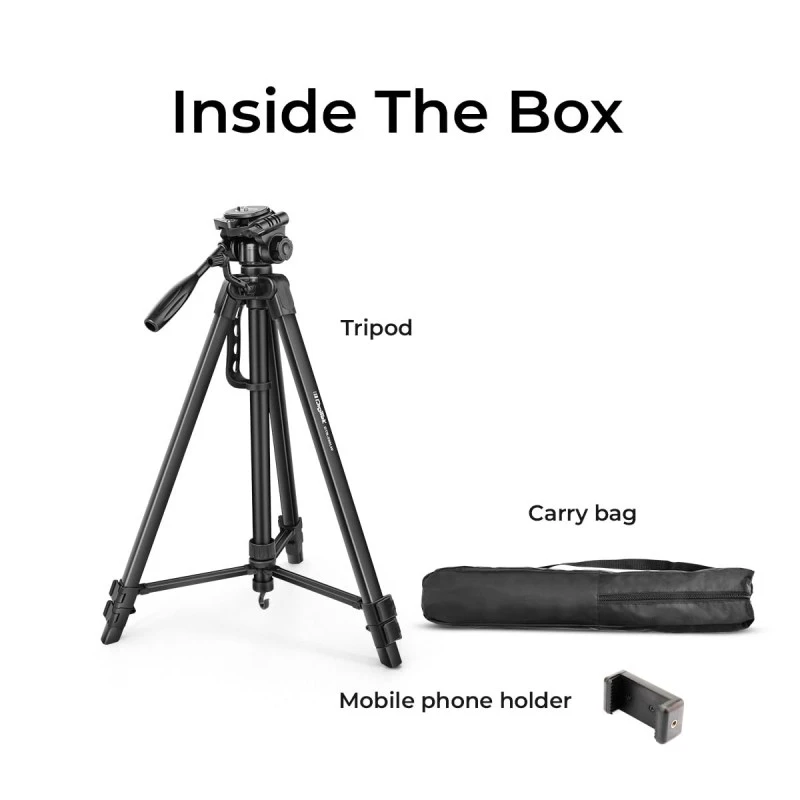 DIGITEK® (DTR 550 LW) 67 Inch Foldable Tripod Stand with Phone Holder & 360° Ball Head, 5kg Load Capacity, Aluminum Alloy Legs with Rubberized Feet & Flip Locks, Carry Bag, for Photo & Video Shoots DIGITEK® (DTR 550 LW) 67 Inch Foldable Tripod Stand with Phone Holder & 360° Ball Head, 5kg Load Capacity, Aluminum Alloy Legs with Rubberized Feet & Flip Locks, Carry Bag, for Photo & Video Shoots