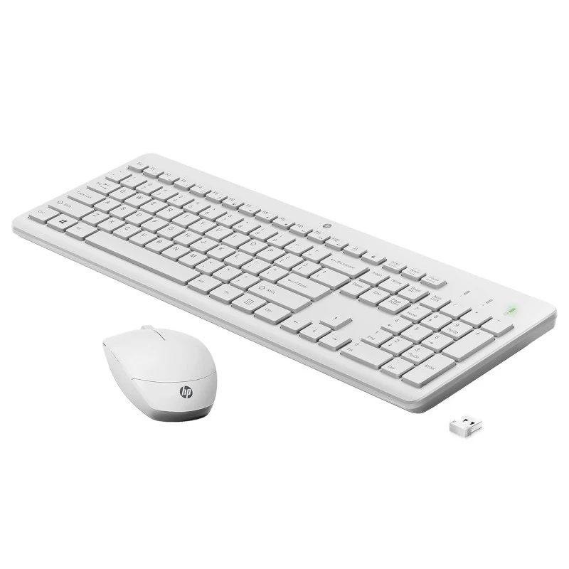 HP 230 Wireless Keyboard and Mouse Combo, 2.4GHz USB dongle, 1600 dpi, Windows PC Compatible, Full-Size Keyboard with Numeric pad, 12 Function Keys, 1-Year Warranty, 0.56 kg, White, 3L1F0AA HP 230 Wireless Keyboard and Mouse Combo, 2.4GHz USB dongle, 1600 dpi, Windows PC Compatible, Full-Size Keyboard with Numeric pad, 12 Function Keys, 1-Year Warranty, 0.56 kg, White, 3L1F0AA