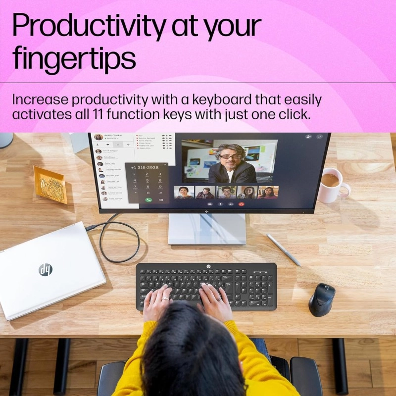 HP K260 Wireless Keyboard/Quick/Comfy/Accurate/Plug and Play/Led Indicators,Black