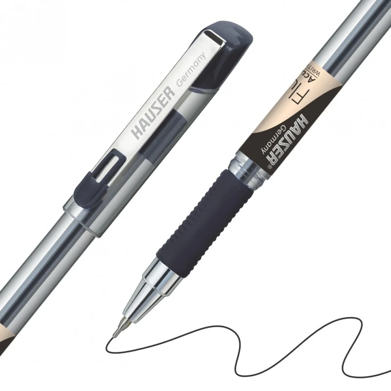 Hauser Fluidic 0.55mm Ball Pen Jar Pack | Rubber Grip With Acu Flow Writing System | Trendy Metal Clip | Clear Body Refillable Ball Pen | Blue, Black & Red Ink, Pack of 50 Pens Hauser Fluidic 0.55mm Ball Pen Jar Pack | Rubber Grip With Acu Flow Writing System | Trendy Metal Clip | Clear Body Refillable Ball Pen | Blue, Black & Red Ink, Pack of 50 Pens