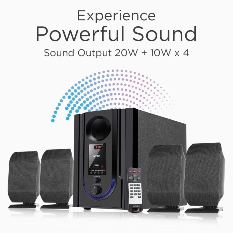 Intex IT-301 FMUB 4.1 Wooden Subwoofer Multimedia Speaker with Bluetooth/USB/FM/AUX(Black) Intex IT-301 FMUB 4.1 Wooden Subwoofer Multimedia Speaker with Bluetooth/USB/FM/AUX(Black)