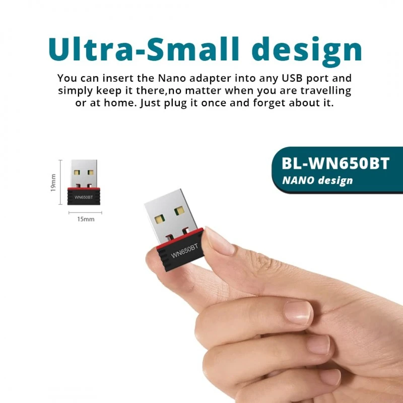 LB-Link Match BL-WN650BT USB Bluetooth Adapter + Wi-Fi Dongle for PC, Printers, | BT4.2. + AC650M | Dual-Band (2.4G+5G) Up to 650Mbps | Wave 2 MU-MIMO | Plug & Play | Upto 50Ft. Range LB-Link Match BL-WN650BT USB Bluetooth Adapter + Wi-Fi Dongle for PC, Printers, | BT4.2. + AC650M | Dual-Band (2.4G+5G) Up to 650Mbps | Wave 2 MU-MIMO | Plug & Play | Upto 50Ft. Range