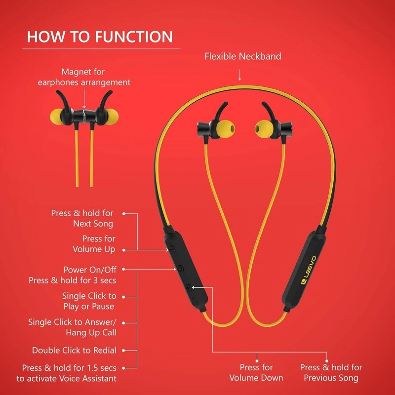 Leevo Racer Wireless Neckband Earphones with Micro SD Support and a Punchy Sound Ink 