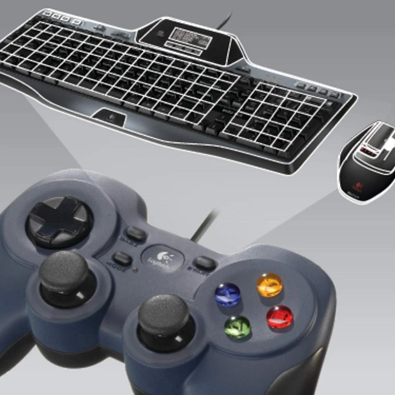 Logitech G F310 Wired Gamepad, Controller Console Like Layout, 4 Switch D-Pad, 1.8-Meter Cord, PC/Steam/Windows/AndroidTV - Grey/Blue Logitech G F310 Wired Gamepad, Controller Console Like Layout, 4 Switch D-Pad, 1.8-Meter Cord, PC/Steam/Windows/AndroidTV - Grey/Blue