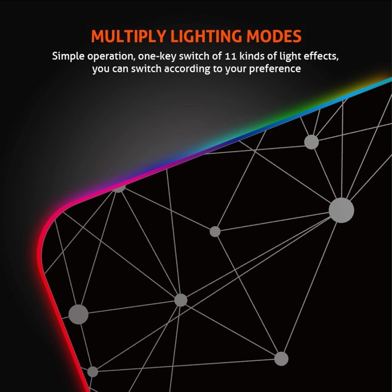 MEETION MT-PD120 Gaming Mouse Pad Black 35.5X26cm Size with Smooth Fabric Material, LED RGB Light, 11 Lighting Mode, Plug & Play USB Cable, Anti-Skid Design, 4mm Thick Rubber Base