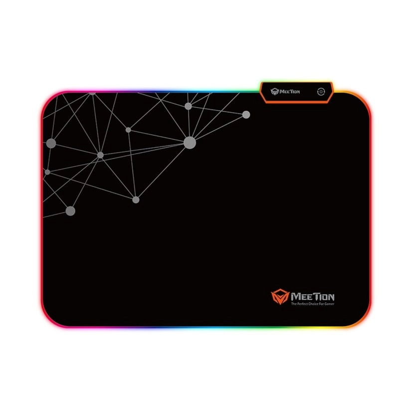 MEETION MT-PD120 Gaming Mouse Pad Black 35.5X26cm Size with Smooth Fabric Material, LED RGB Light, 11 Lighting Mode, Plug & Play USB Cable, Anti-Skid Design, 4mm Thick Rubber Base