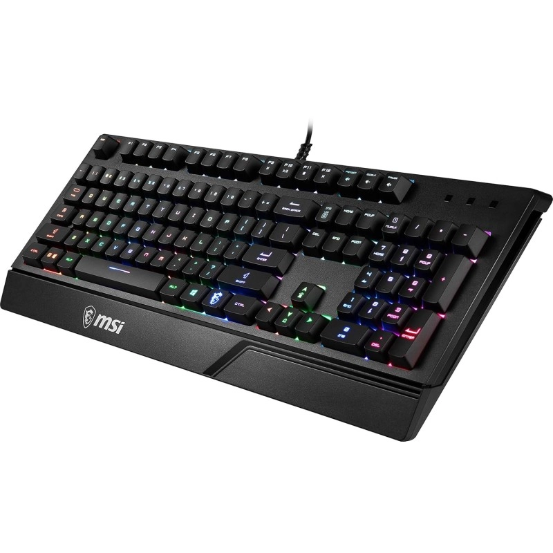 MSI Vigor GK20 US Backlit RGB Wired Dedicated Hotkeys Anti-Ghosting Water Resistant Gaming Keyboard Black