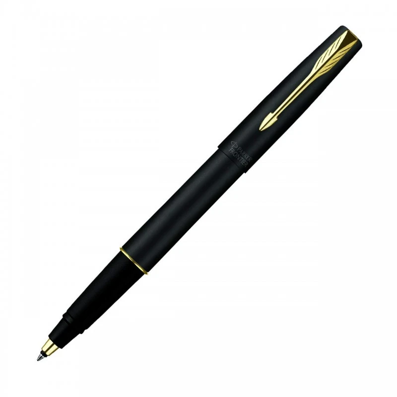 Parker Gift Set Frontier Matte Black Gold Trim Roller Ball Pen With Card Holder | 1 Pen + 1 Card Holder| Ink Color - Blue | Perfect For Employees | Unique Gifts For Entrepreneurs Parker Gift Set Frontier Matte Black Gold Trim Roller Ball Pen With Card Holder | 1 Pen + 1 Card Holder| Ink Color - Blue | Perfect For Employees | Unique Gifts For Entrepreneurs