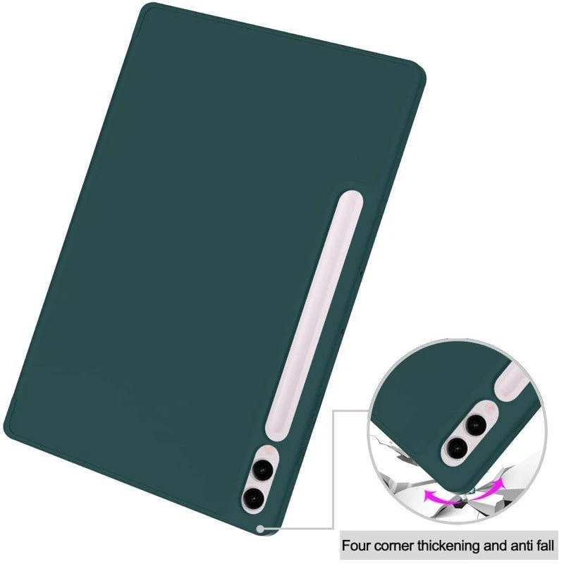 ProElite Cover for Galaxy Tab S9 FE Plus/S9 Plus/S10+ 12.4" Cover, Soft Flexible Flip Case Cover with S Pen Holder for Samsung Galaxy Tab S9 FE+/S9 Plus/S10+ 12.4 inch, [Recoil Series]- Dark Green