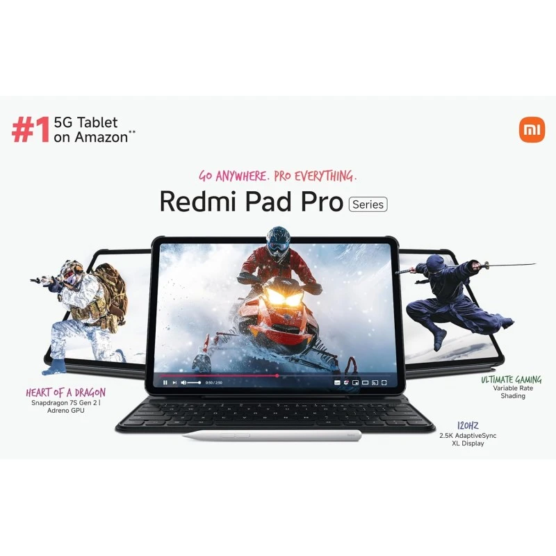 Redmi Pad Pro 5G |Snapdragon 7s Gen 2|30.7cm(12.1") Tablet|33+ Days Standby| 10000mAh|HyperOS|8GB, 128GB|Quad Speakers |Wi-Fi 6 + 5G |Graphite Grey Redmi Pad Pro 5G |Snapdragon 7s Gen 2|30.7cm(12.1") Tablet|33+ Days Standby| 10000mAh|HyperOS|8GB, 128GB|Quad Speakers |Wi-Fi 6 + 5G |Graphite Grey
