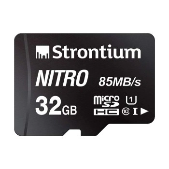 Strontium Nitro 32GB Micro SDHC Memory Card 85MB/s UHS-I U1 Class 10 w/Adapter High Speed for Smartphones Tablets Drones Action Cams (SRN32GTFU1QA)