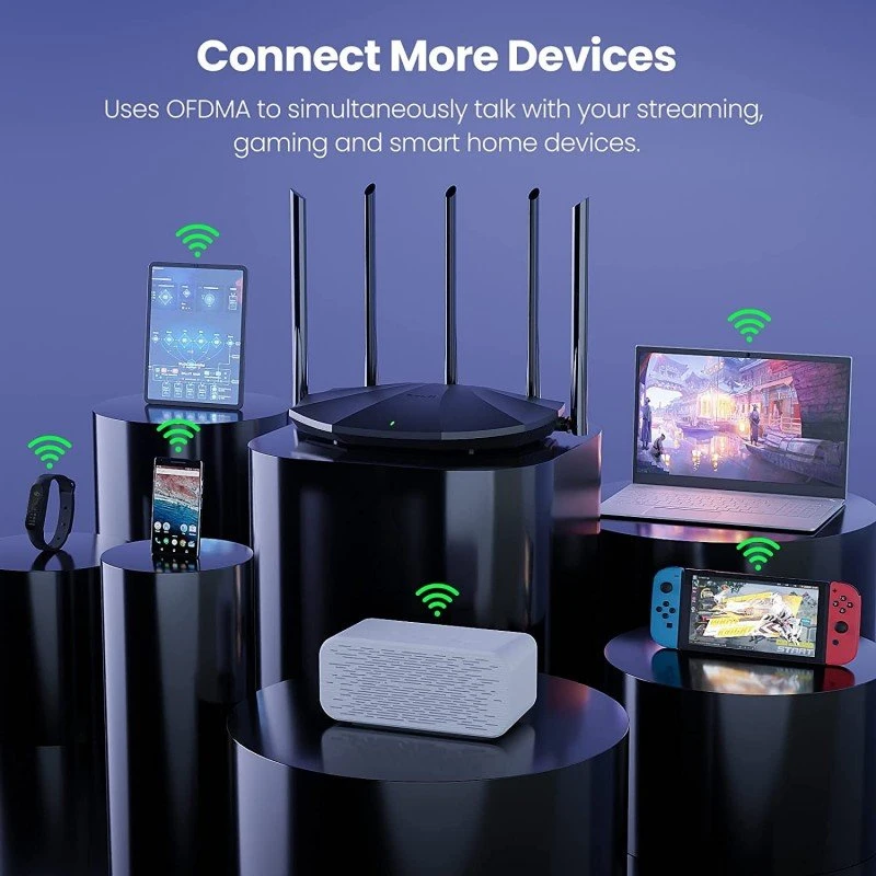 Tenda RX2 Pro WiFi 6 AX1500 Smart WiFi Router, Dual Band Gigabit Wireless Internet WiFi 6 Router, 5 * 6dBi High-Gain Antennas, 3 Gigabit LAN Ports, WPA3+OFDMA+MU-MIMO (Black) Tenda RX2 Pro WiFi 6 AX1500 Smart WiFi Router, Dual Band Gigabit Wireless Internet WiFi 6 Router, 5 * 6dBi High-Gain Antennas, 3 Gigabit LAN Ports, WPA3+OFDMA+MU-MIMO (Black)