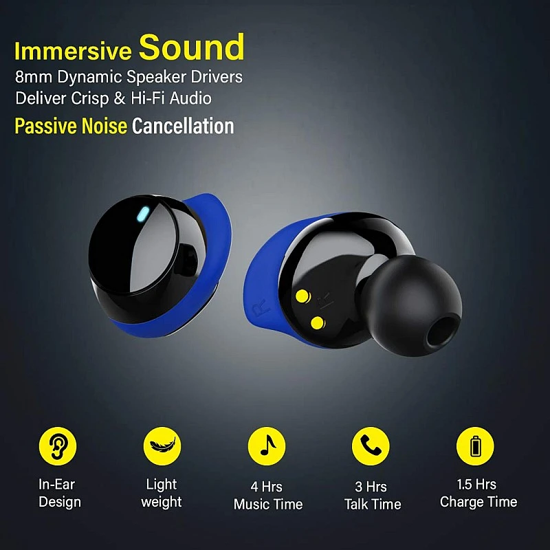 pTron Bassbuds Jets Headphone, True Wireless Bluetooth 5.0 (Black) pTron Bassbuds Jets Headphone, True Wireless Bluetooth 5.0 (Black)