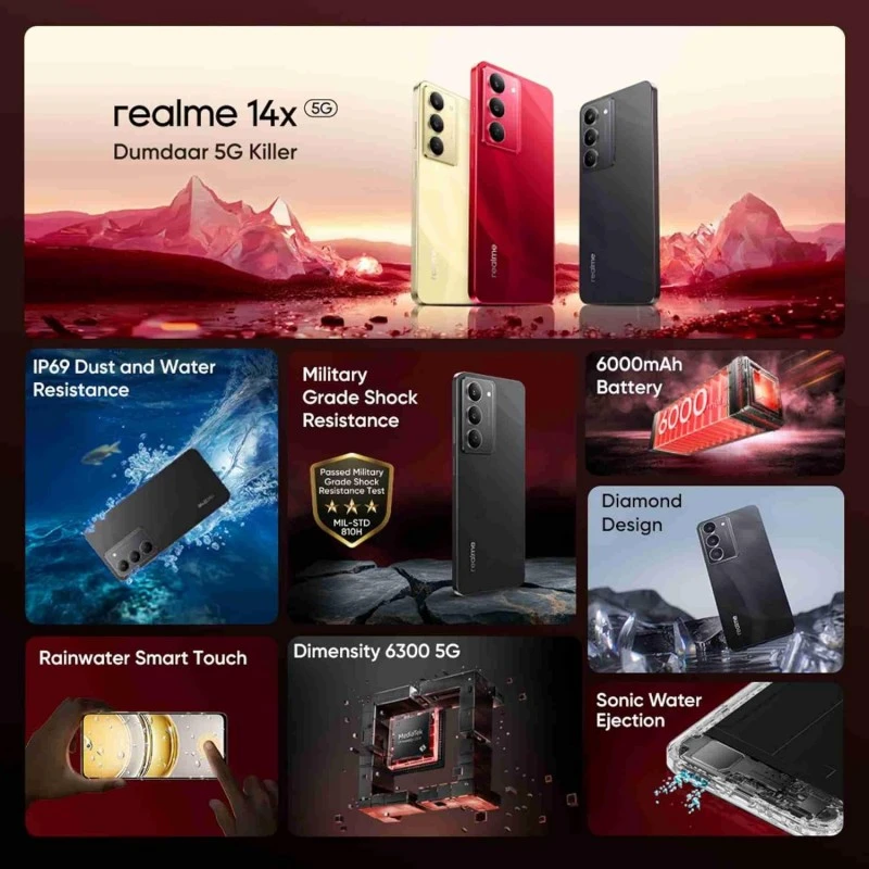 realme 14x 5G (Crystal Black, 8GB RAM, 128GB Storage) realme 14x 5G (Crystal Black, 8GB RAM, 128GB Storage)