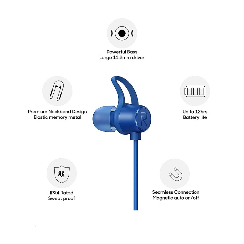 Realme Buds Wireless in-Ear Bluetooth Earphones with mic Blue Realme Buds Wireless in-Ear Bluetooth Earphones with mic Blue